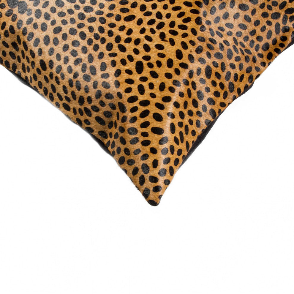 HomeRoots 18" x 18" x 5" Sensational Cheetah Torino Kobe Cowhide Pillow