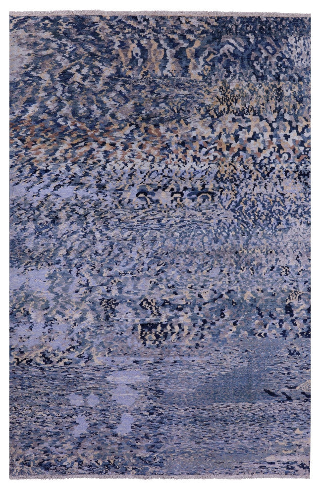5' 10" X 8' 9" Wool and Silk Hand Knotted Abstract Rug Q10325