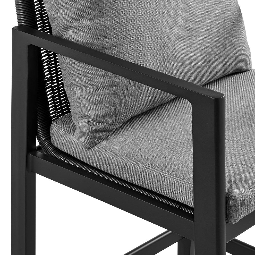 Cayman Outdoor Stool, Aluminum With Gray Cushions, Bar Height