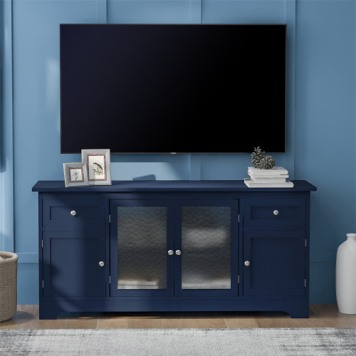 65 inch TV stand with 4 doors adjustable panels cabinet with navy finish