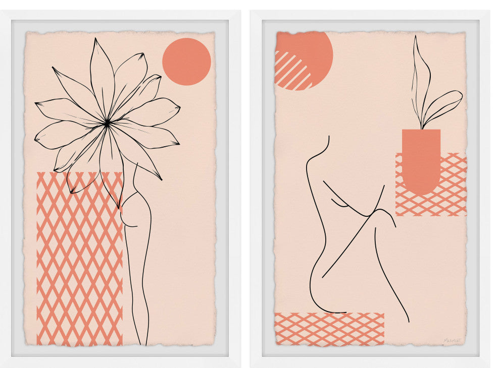 Bare and Sun-Kissed Diptych, 2-Piece Set, 30x45 Panels