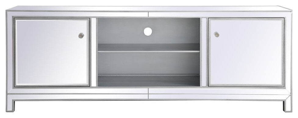 Elegant MF70172S Reflexion 72" Mirrored Tv Stand, Antique Silver