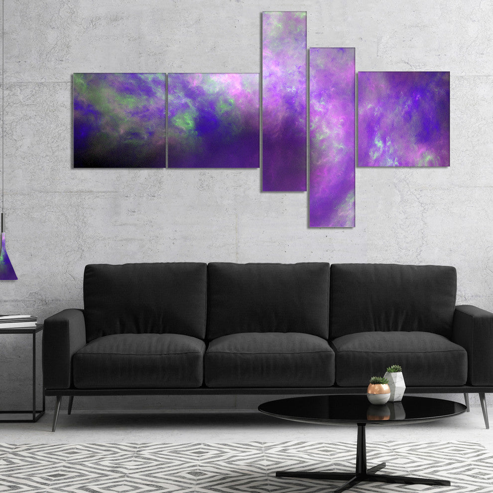 Perfect Light Purple Starry Sky, Abstract Canvas Art Print, 60"x32", 5 panels