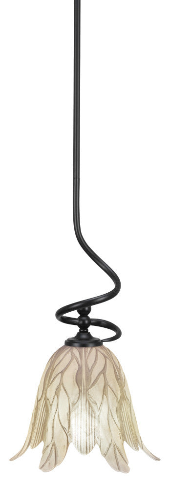 Capri 1-Light Mini Pendant with Hang Straight Swivel, Matte Black/Vanilla Leaf