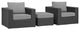 Canvas Gray Sojourn 3 Piece Outdoor Patio Sunbrella Sectional Set