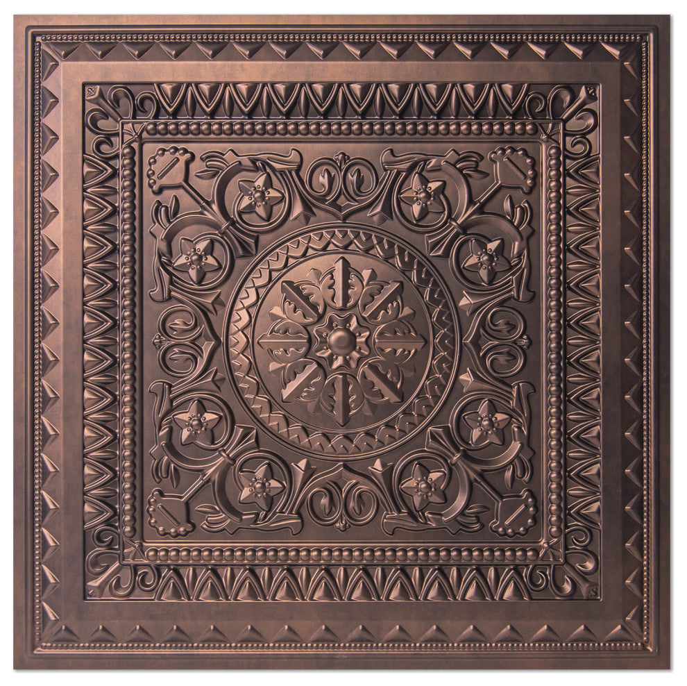 Art3d Drop Ceiling Tiles, Lay in/Glue up Ceiling Tiles, 2'x2' Plastic Sheet, Antique Copper