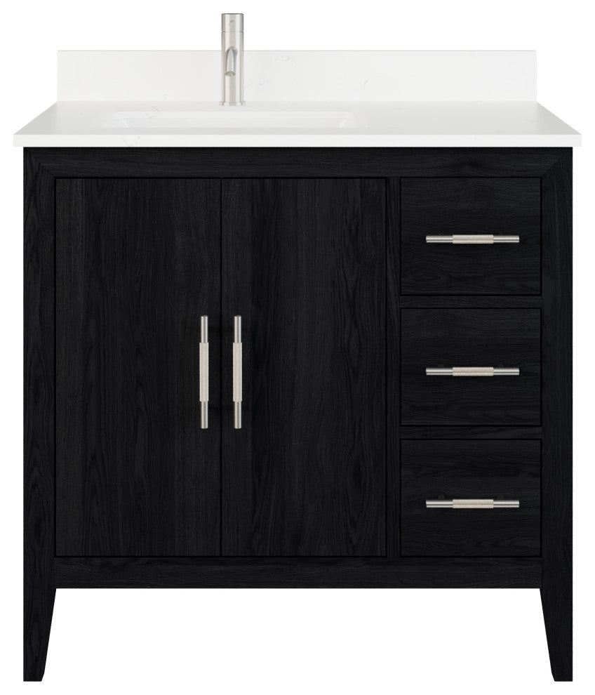 Vienna 36" Single Vanity With Power Bar and Drawer Organizer, Espresso
