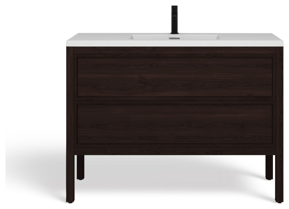 The Shiloh Bathroom Vanity, Dark Walnut, 48", Single Sink, Freestanding