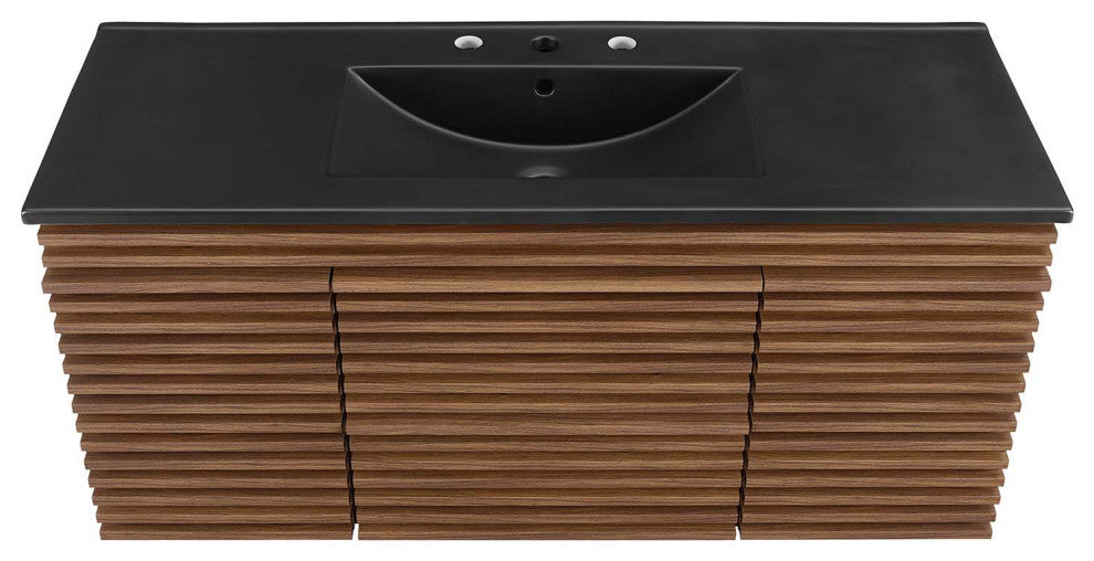 Render 48" Wall-Mount Bathroom Vanity, Walnut Black
