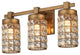 Modern 20 in. 3-Light Gold Wall Sconce Vanity Light with Crystal Cylinder Shade
