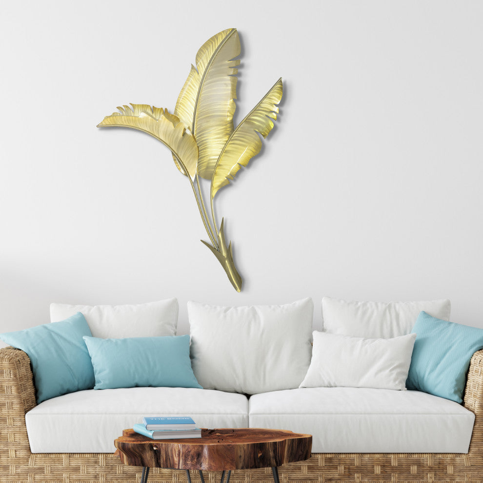 Banana Leaf Vertical Gold Face Left