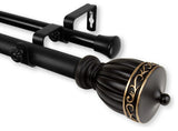 Kingsman 1" Double Curtain Rod, Black, 120"-170"