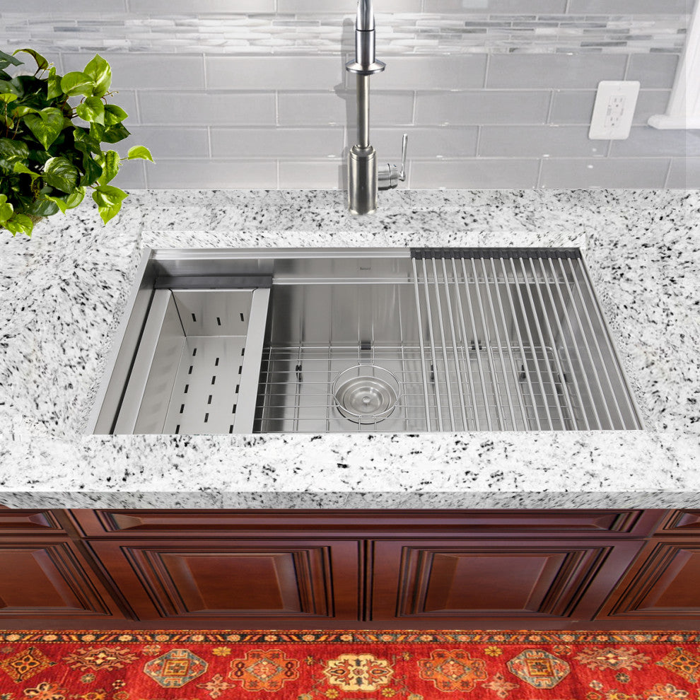 Nantucket Sinks 32'' Pro Series Large Prep Station Single Bowl