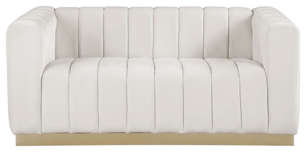 Marlon Velvet Upholstered Loveseat, Cream