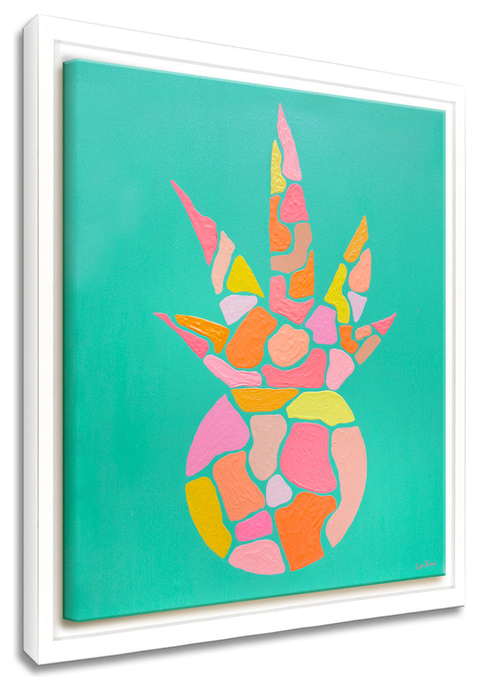 Paradise Pineapple Framed Canvas Tropical Wall Art