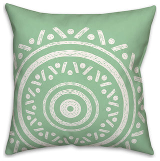 Simple Green Boho Circle 18x18 Indoor/Outdoor Pillow