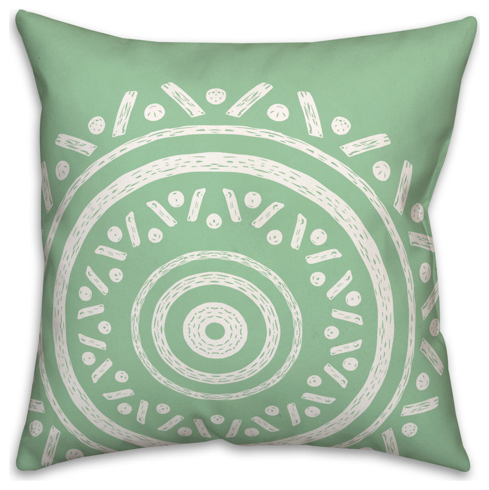 Simple Green Boho Circle 18x18 Indoor/Outdoor Pillow