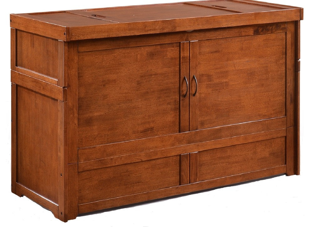 Murphy Cube Cabinet Bed With Mattress, Cherry, Queen, Pre-Assembled