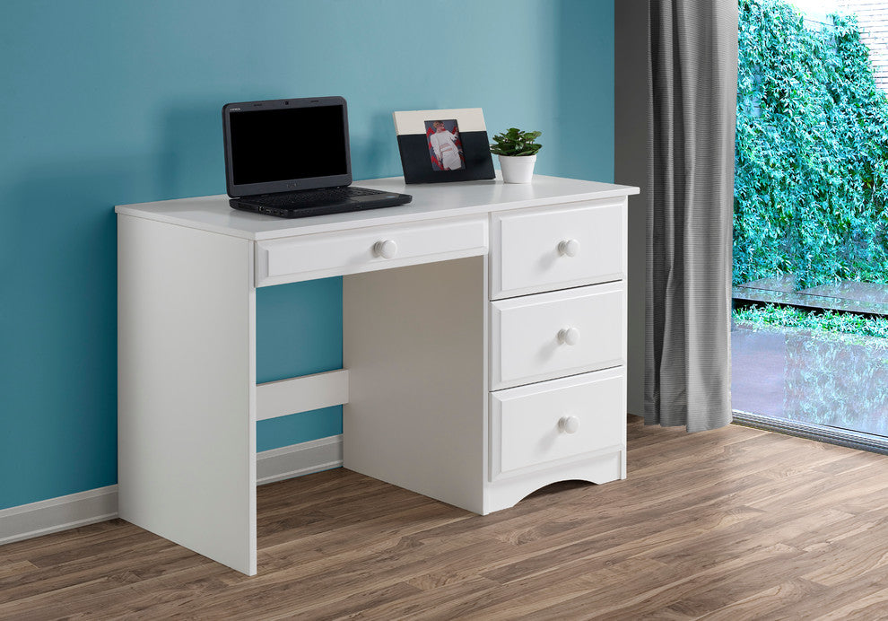 Essentials Writing Desk with Four Drawers, White