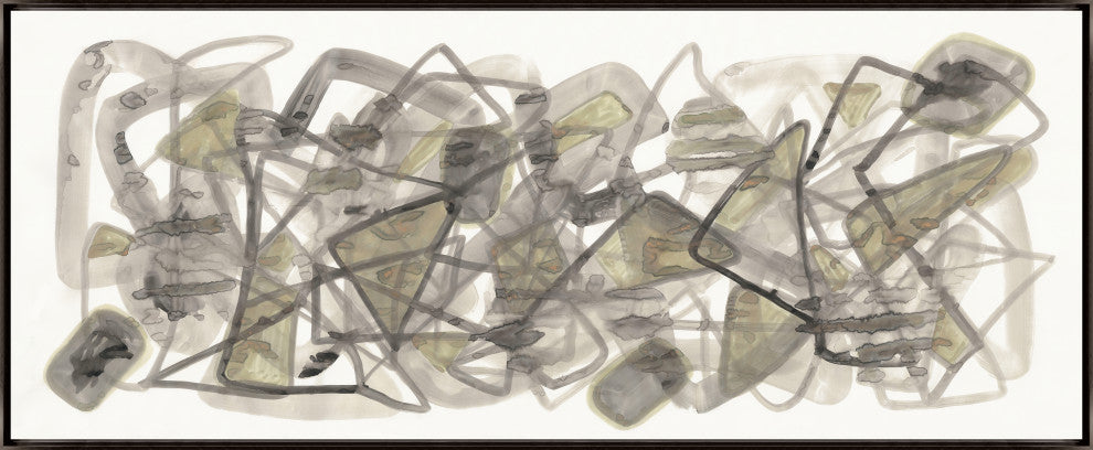 75x30 Puzzled Lines, Framed Artwork, Espresso