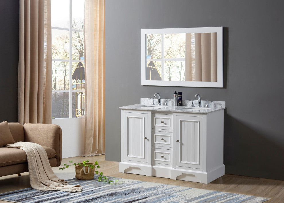 48" Kingswood Double Bath Vanity, White