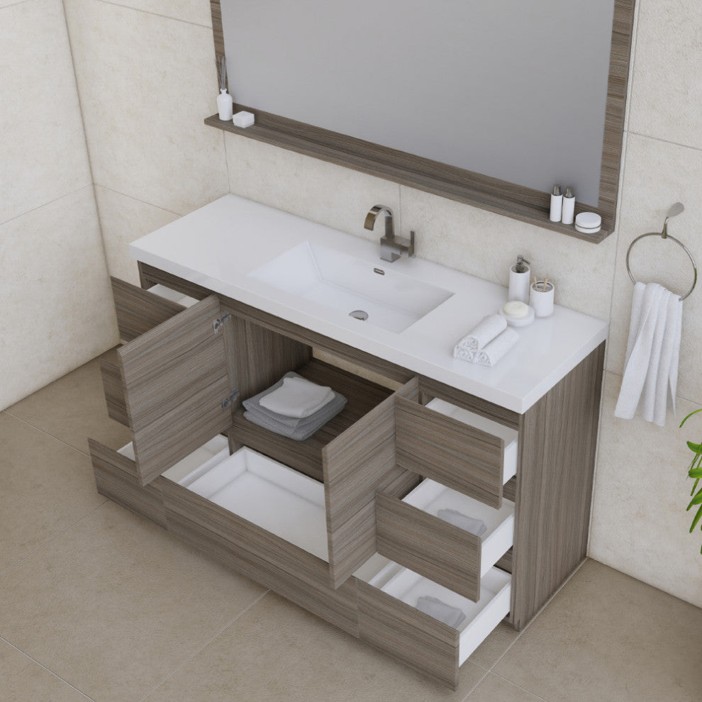 Paterno 60" Single Bathroom Vanity With Sink, Gray