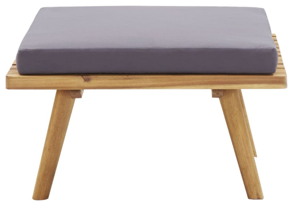 vidaXL Garden Footstool With Cushion 23.6"x23.6"x11.4" Solid Acacia Wood