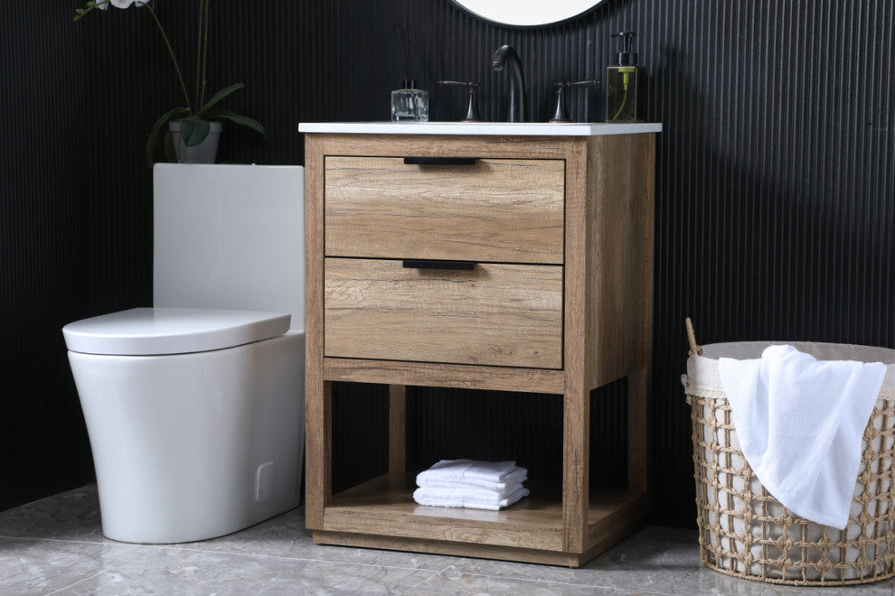 Louie 24" SIngle Bathroom Vanity, Natural Oak