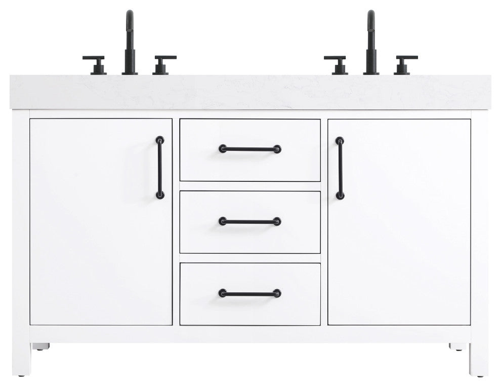 Home Living 54" Double Bathroom Vanity, White