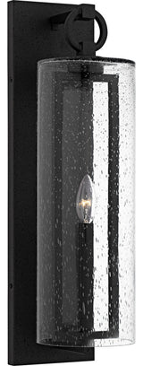 Redan One Light Outdoor Wall Lantern in Stone Black