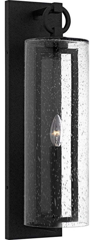Redan One Light Outdoor Wall Lantern in Stone Black