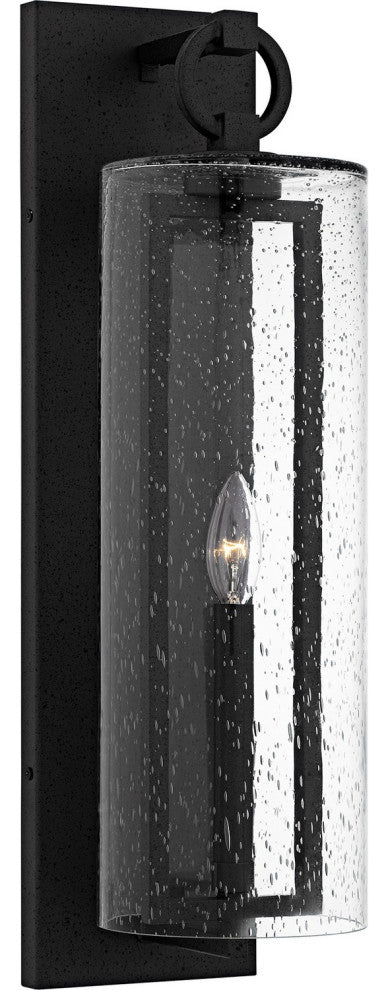 Redan One Light Outdoor Wall Lantern in Stone Black