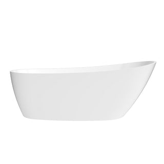 Lahore Freestanding Acrylic Soaking Bathtub, White, 66.9"l X 29.1"w