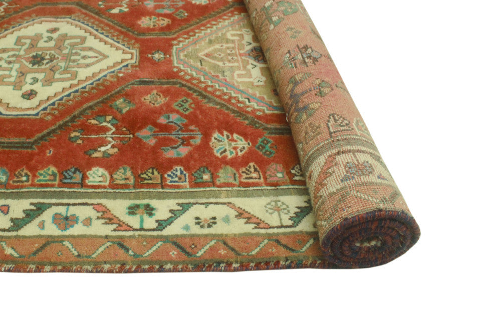 Fine Vintage Distressed Anane Rust/Ivory Runner, 3'3x9'6