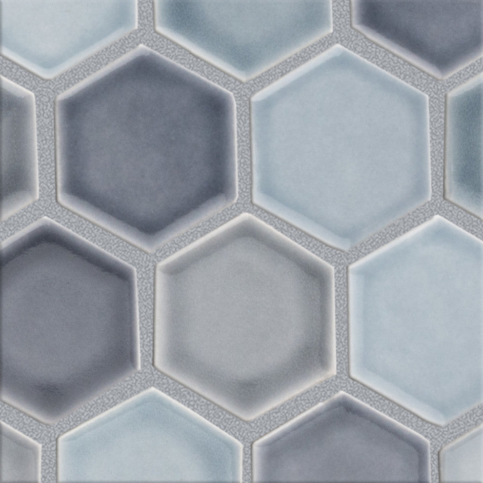 Hudson Due 2" Hex Stillwater Porcelain Floor and Wall Tile