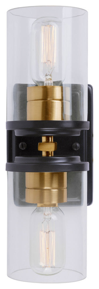 2-Light Wall Sconce, Black and Soft Gold