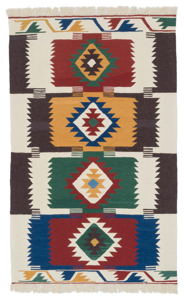 New Handwoven Turkish Kilim Rug 3' 11" x 6' 4", 47 in. x 76 in.