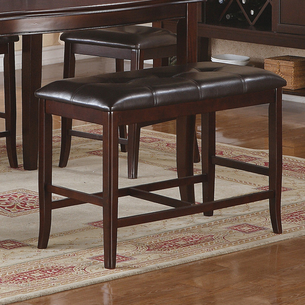 Upholstered Counter Height Bench, Dark Brown