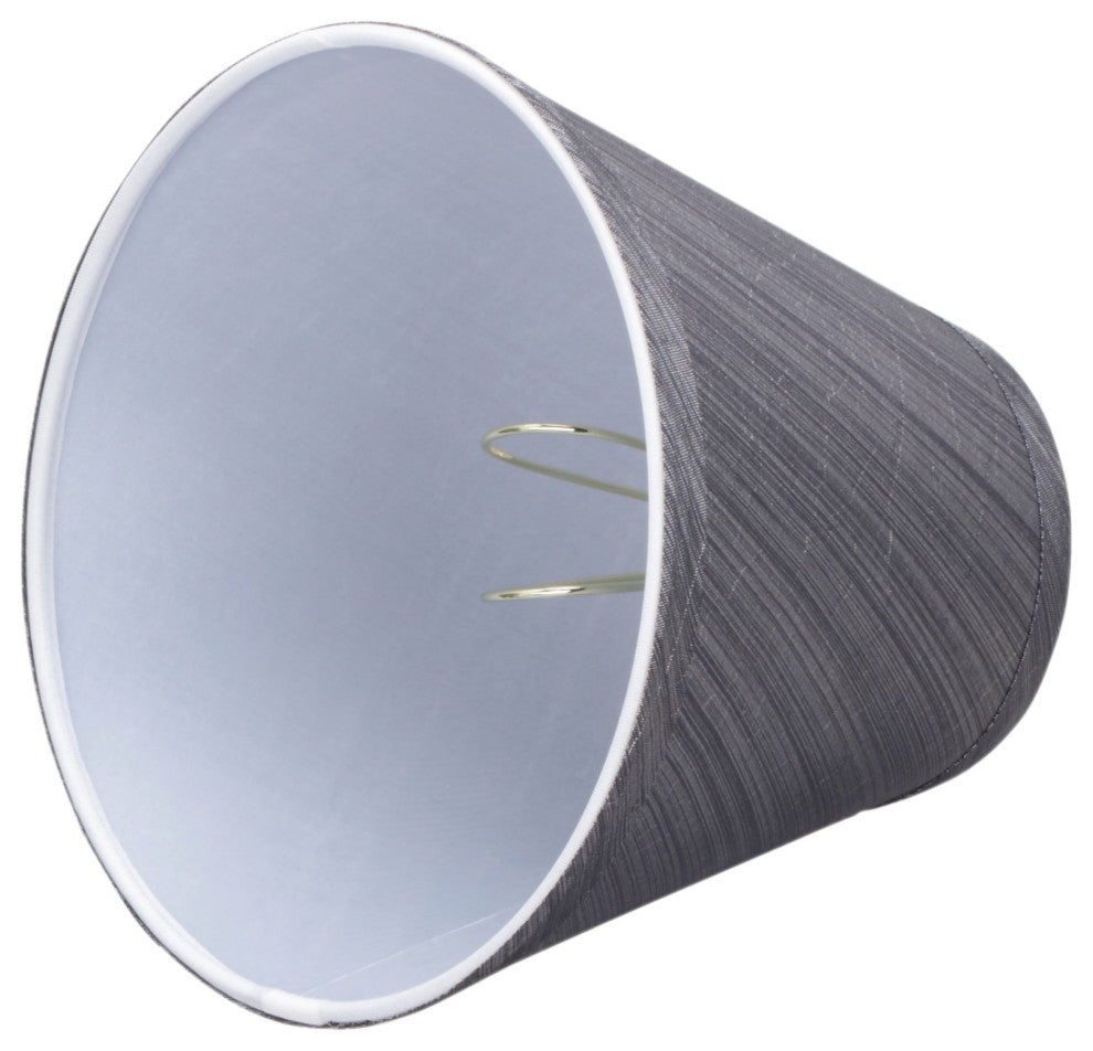 32105-6 Small Hardback Empire Chandelier Clip On Lamp Shade Gray&Black 3"x6"x5"