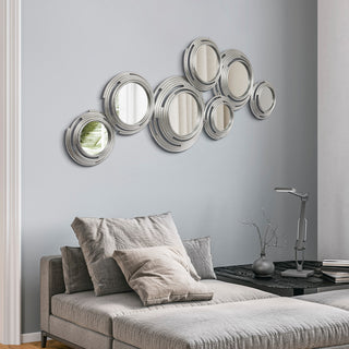 "Ascending Reflection" Circle Array Mirrors in Metal Foiled Frame