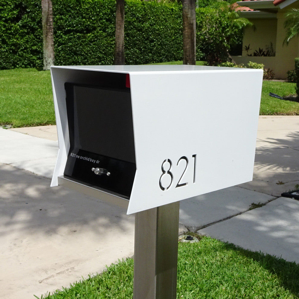 The RetroBox with Locking doors. Modern Pole Mounted Mailbox, Pole not included.