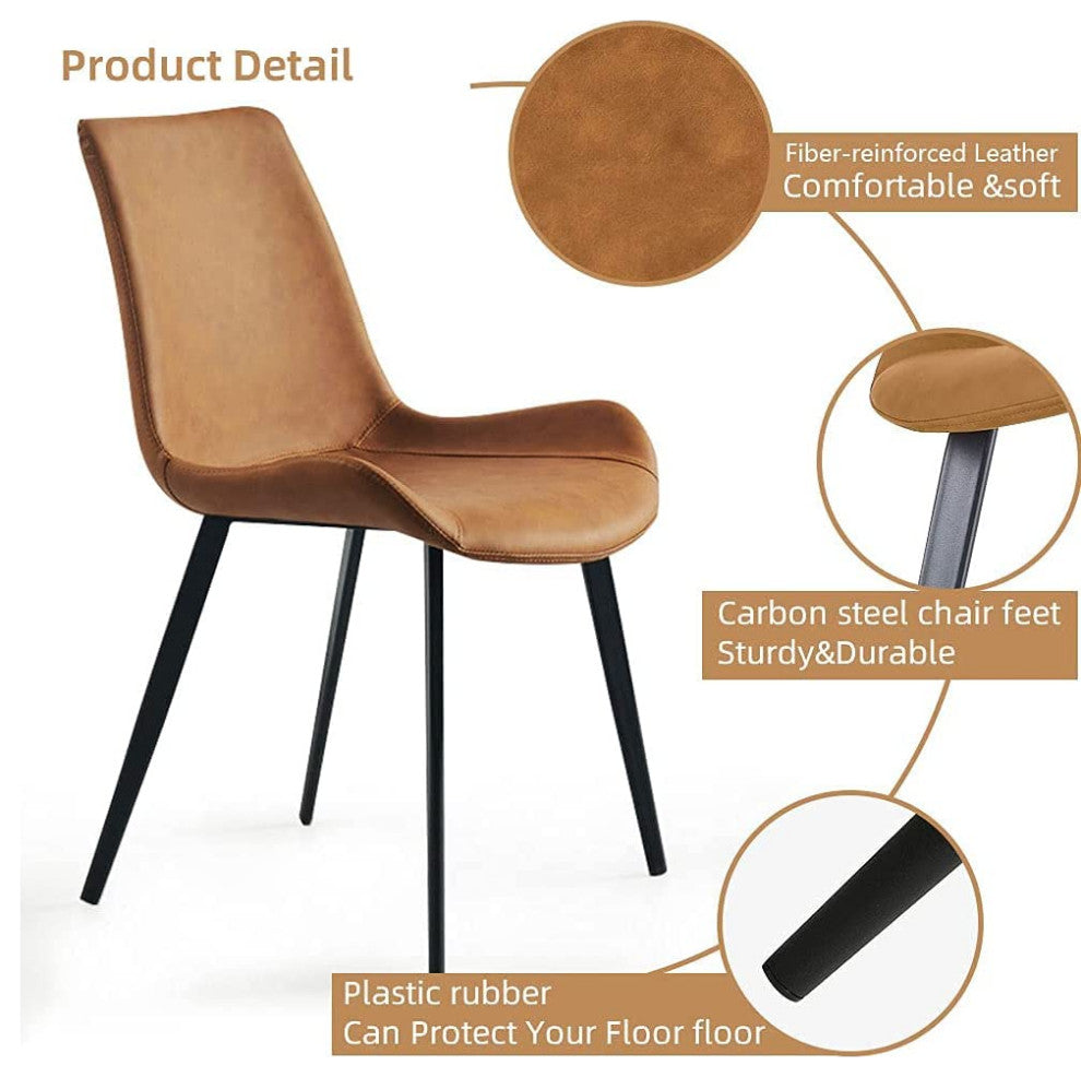 Mid-Century Style Dining Chair Leather Upholstered