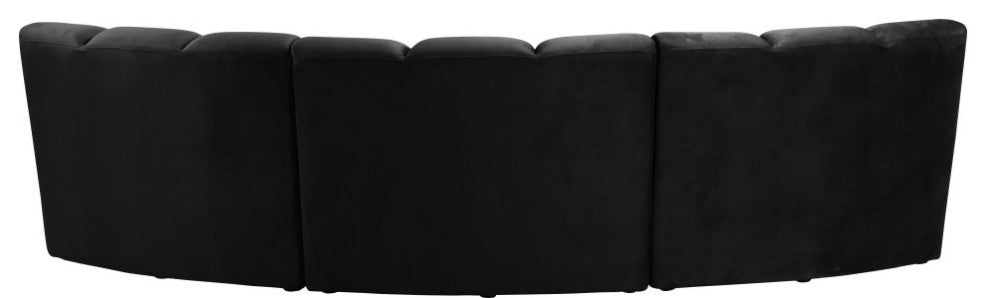 Infinity Channel Tufted Velvet Modular Chair, Black, 3 Pieces