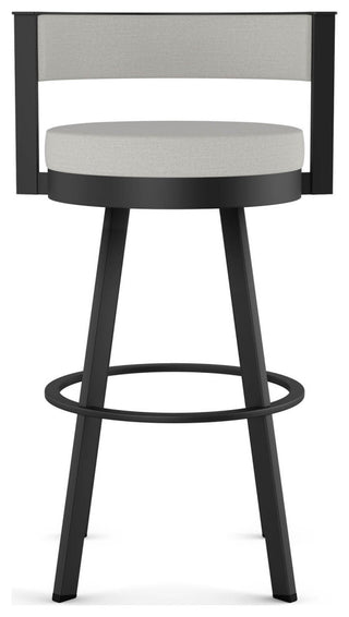 Amisco Browser Swivel Counter and Bar Stool, Light Grey Polyester / Black Metal, Bar Height