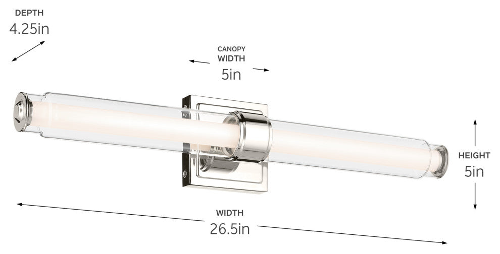 26.5" Linear Bath Bar Medium LED With Clear Glass
