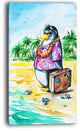 "Penguin Enjoying Holidays on Beach" Cartoon Animal Print