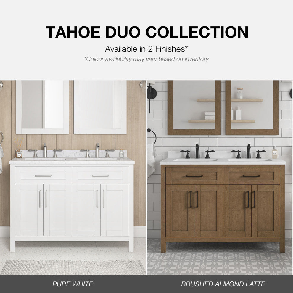 OVE Decors Tahoe 48" Double Sink Bathroom Vanity, Almond Latte