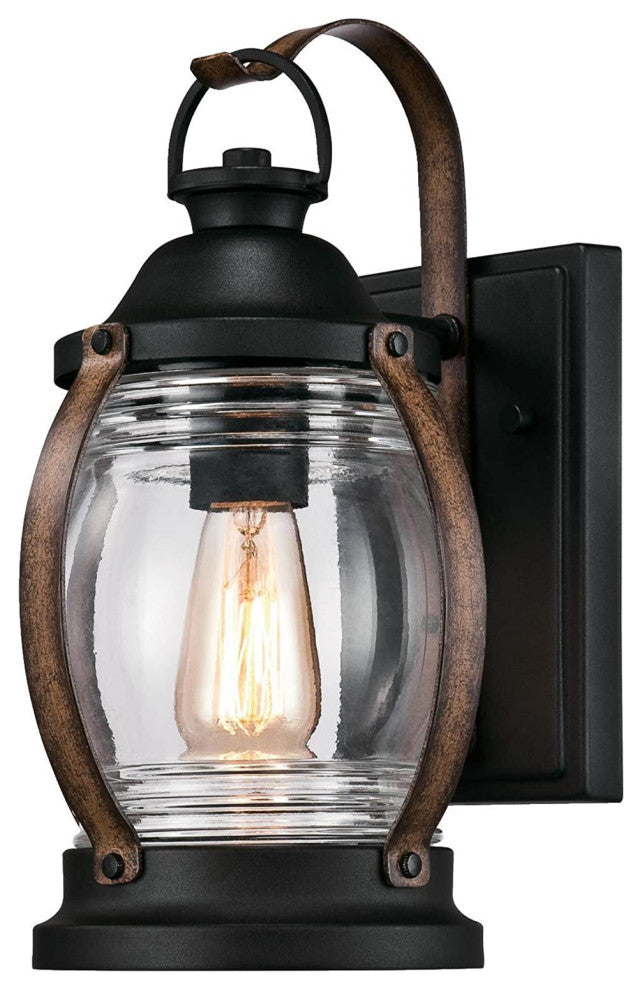 Farmhouse Outdoor Light Fixture With Barn Wood Finish Vintage Wall Sconce