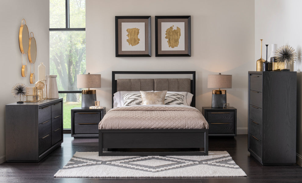 Avery Beige and Black Platform Bed