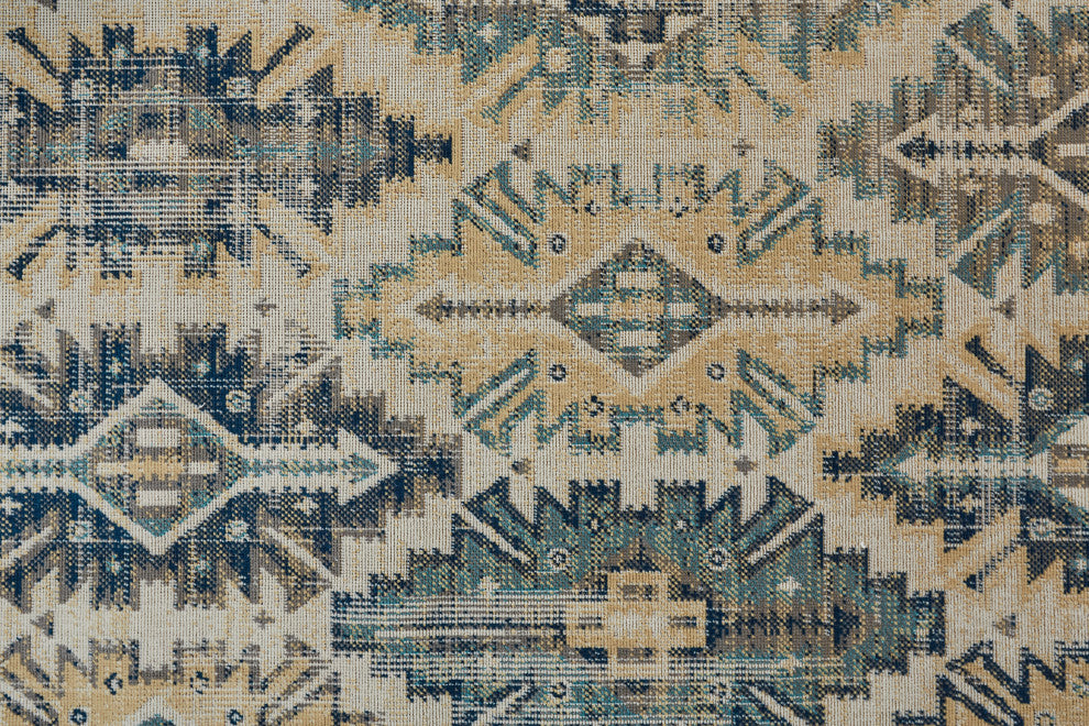 Weave & Wander Kezia Rug, River Blue/Vanilla Beige, 7ft-9in x 10ft-6in